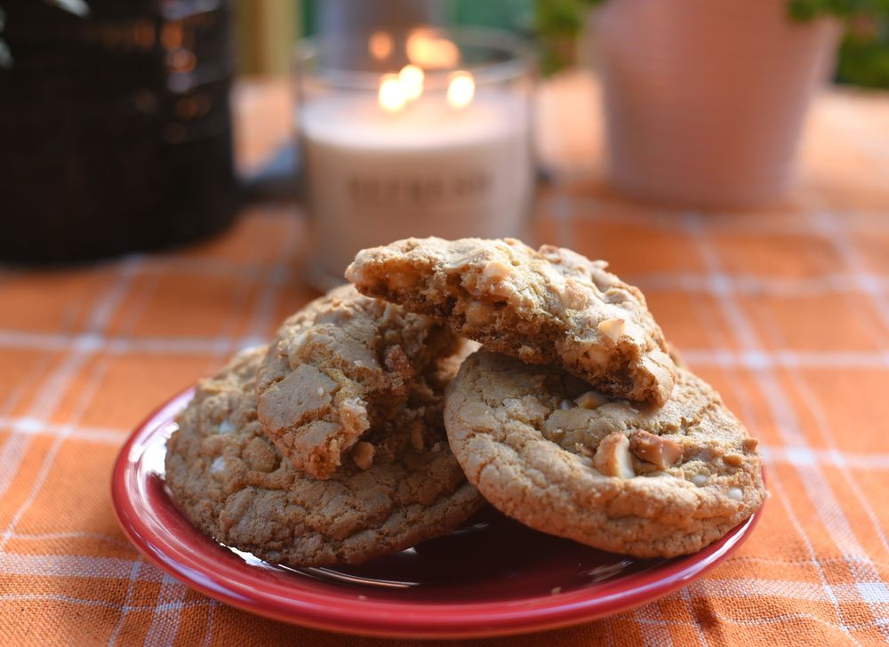 A cookie broken open on a plate — the Toad’s Choice, whatever it is this season